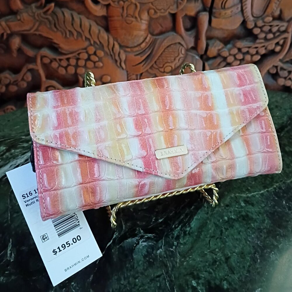 NWT Brahmin Veronica Royalton Metallic Coral, Rose, Peach, Bronze Leather Wallet - Picture 4 of 13
